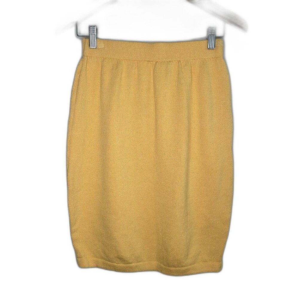 St John Collection Size 6 Vintage Santana Knit Pull On Pencil Work Skirt Yellow